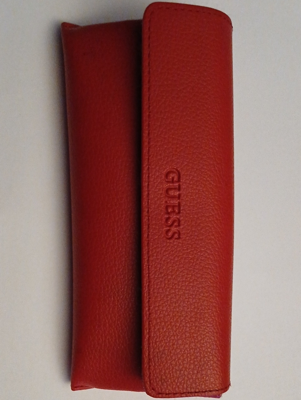GUESS Red Leatherette Glasses Pouch with Embossed Logo